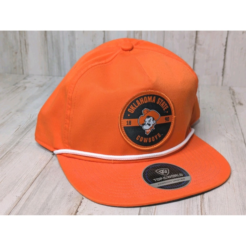 NEW Oklahoma State University Cowboys Snapback Hat Rope Patch Top of‎ the World